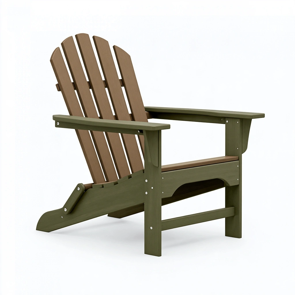 Adirondack Gartenstuhl 86 x 78 x 95 cm aus Kunststoff Olivgrün Braun mit breiten Armlehnen