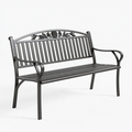 Gartenbank 122 x 60 x 91 cm aus Metall Schwarz für Außenbereich im klassischen Stil