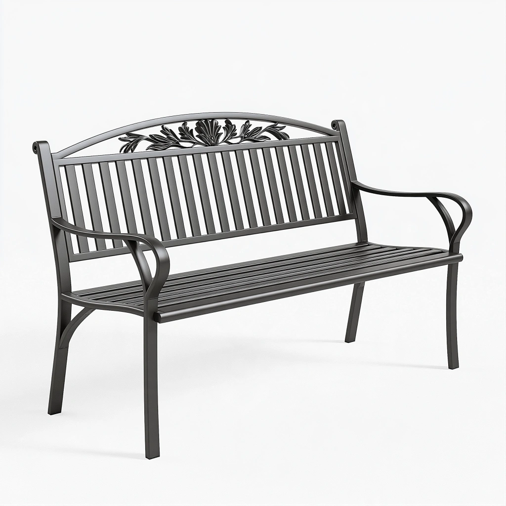 Gartenbank 122 x 60 x 91 cm aus Metall Schwarz für Außenbereich im klassischen Stil