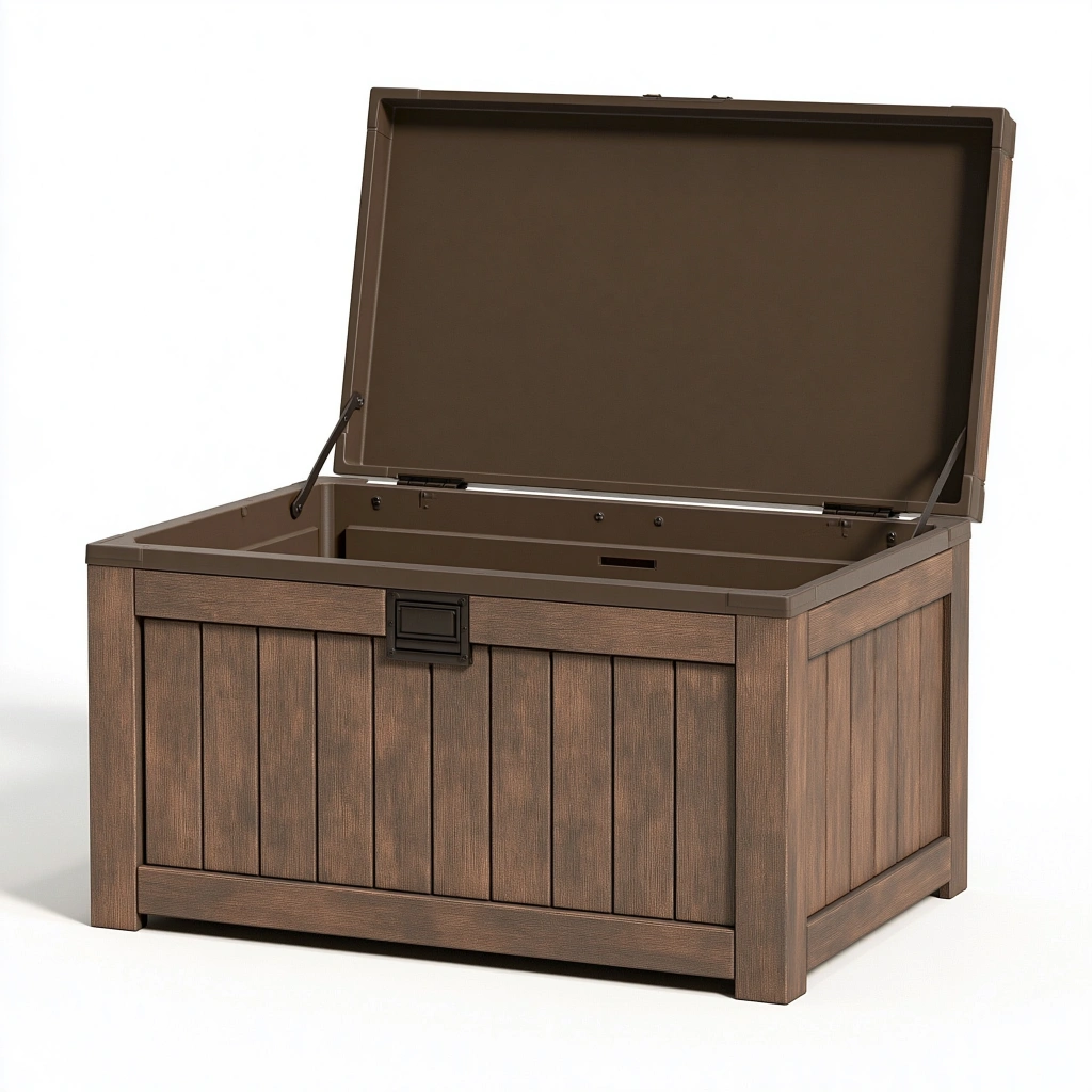 Auflagenbox 127 x 63 x 68 cm Kunststoff Braun mit Klappdeckel für Außenbereich