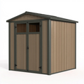Metall Gartenhaus 180 x 120 x 180 cm Braun Anthrazit mit Doppeltür Satteldach
