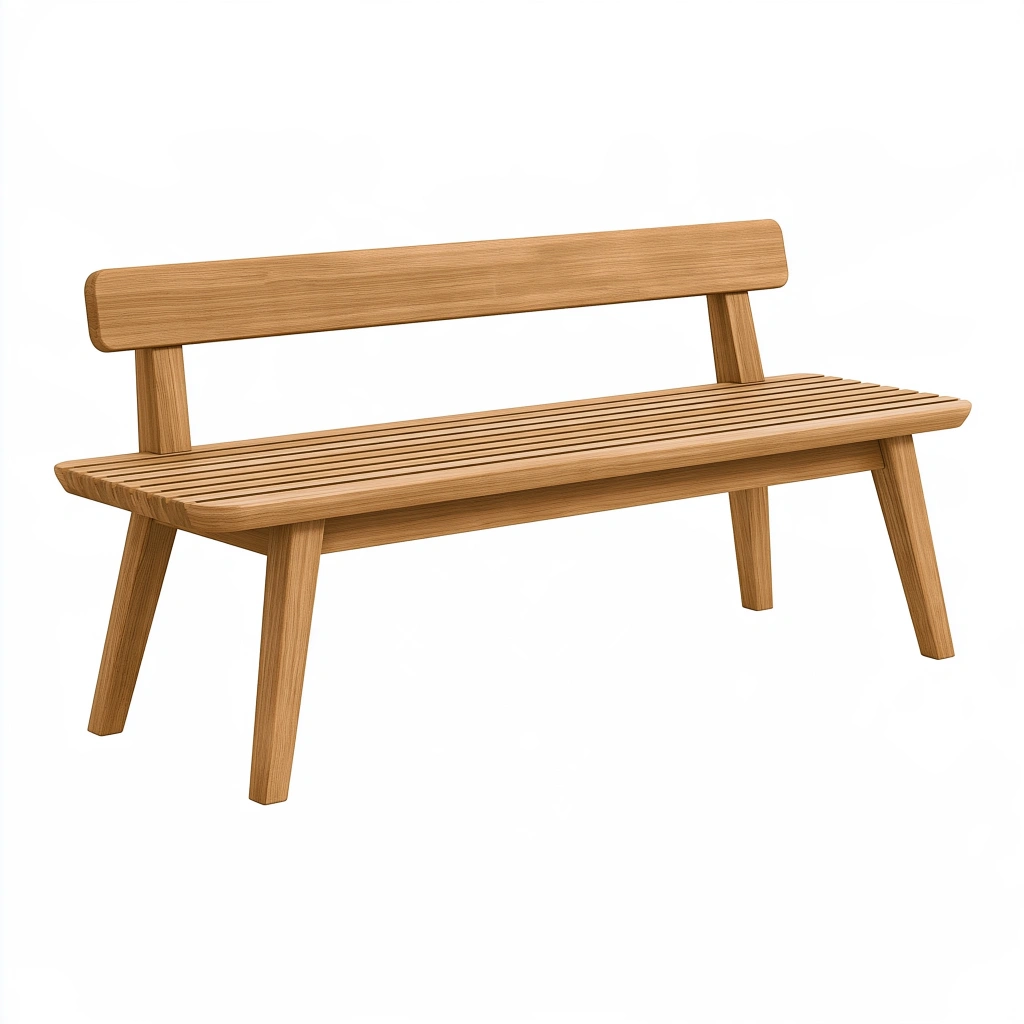 Holzbank 120 x 55 x 82 cm Natur Sitzbank mit Rückenlehne im skandinavischen Stil