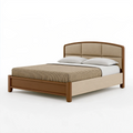 Bettgestell 160 x 200 cm aus Holz und Stoff in Braun Beige - gepolstertes Kopfteil