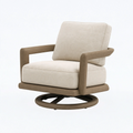 Drehsessel 76 x 80 x 88 cm Stoff Beige mit Holzgestell moderner Wohnzimmersessel