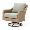 Drehsessel 82 x 85 x 88 cm aus Geflecht in Beige mit Drehfunktion für Balkon und Terrasse